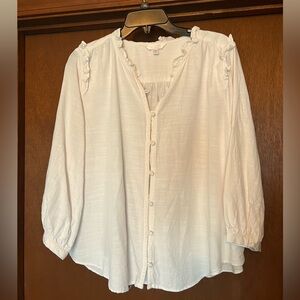 Lauren Conrad White Ruffle Blouse